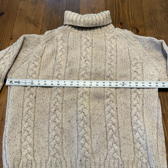 Orvis Charles R Orvis Cable Knit Wool Sweater Elbow Patches Turtleneck Size L - Picture 3 of 7